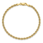 14K Two-tone Polished Textured Rope Bracelet