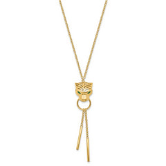 14k Polished Green Enamel Tiger Y-drop Necklace