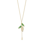 14k Polished Green Enamel Butterfly Wing Y-drop Necklace