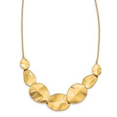 14k Polished Textured w/ 2in ext Necklace