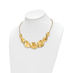 14k Polished Textured w/ 2in ext Necklace