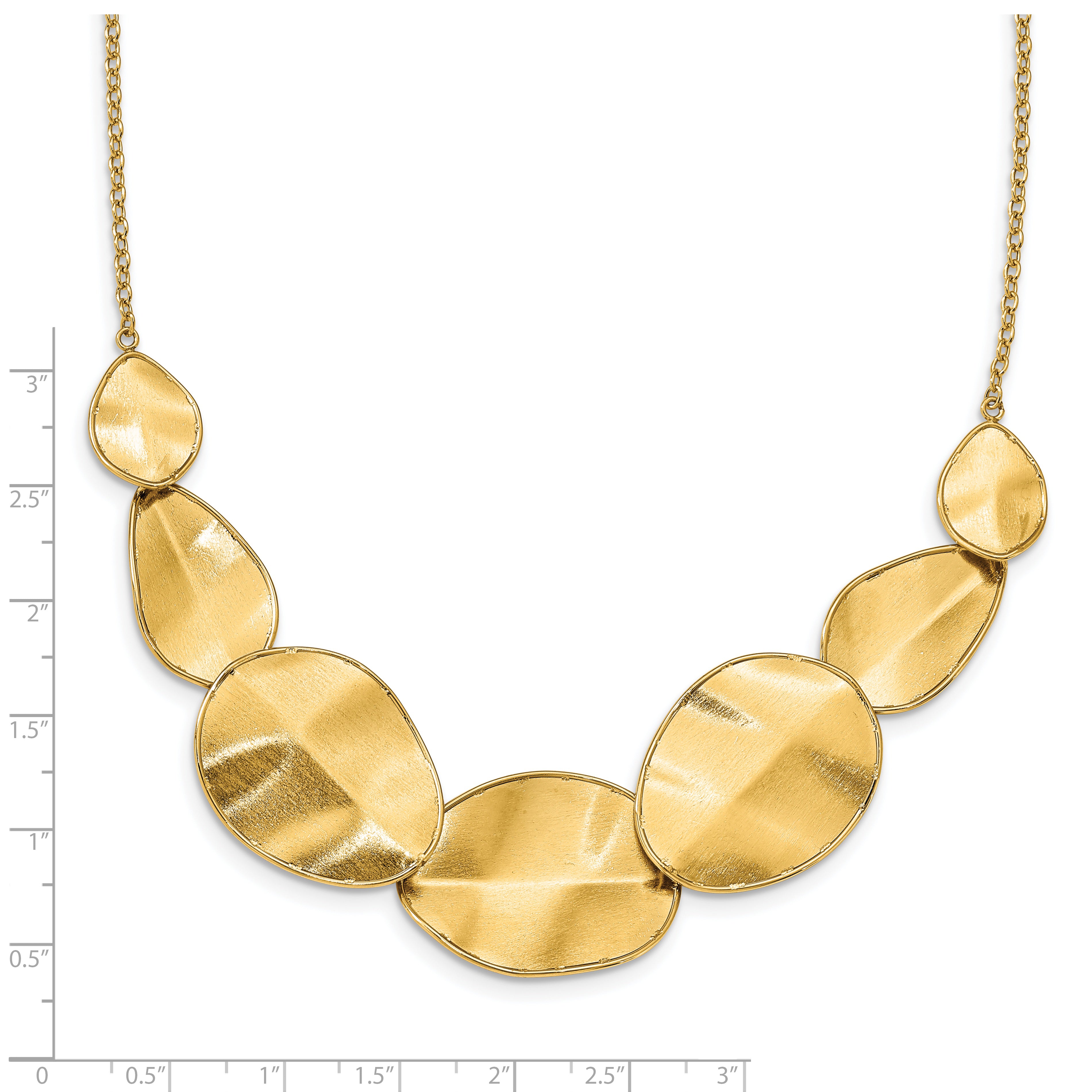14k Polished Textured w/ 2in ext Necklace