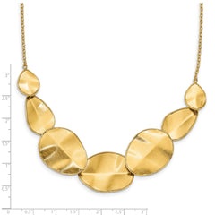 14k Polished Textured w/ 2in ext Necklace