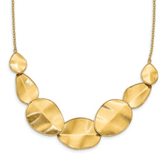 14k Polished Textured w/ 2in ext Necklace
