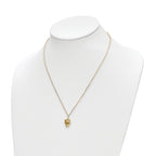 14k Polished D/C Green Enamel Tiger Necklace