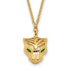 14k Polished D/C Green Enamel Tiger Necklace