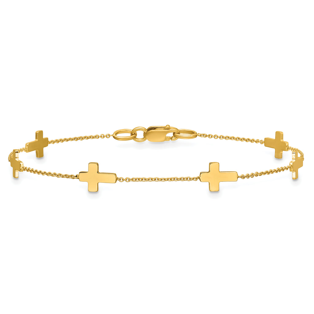 14k Polished Cross Bracelet
