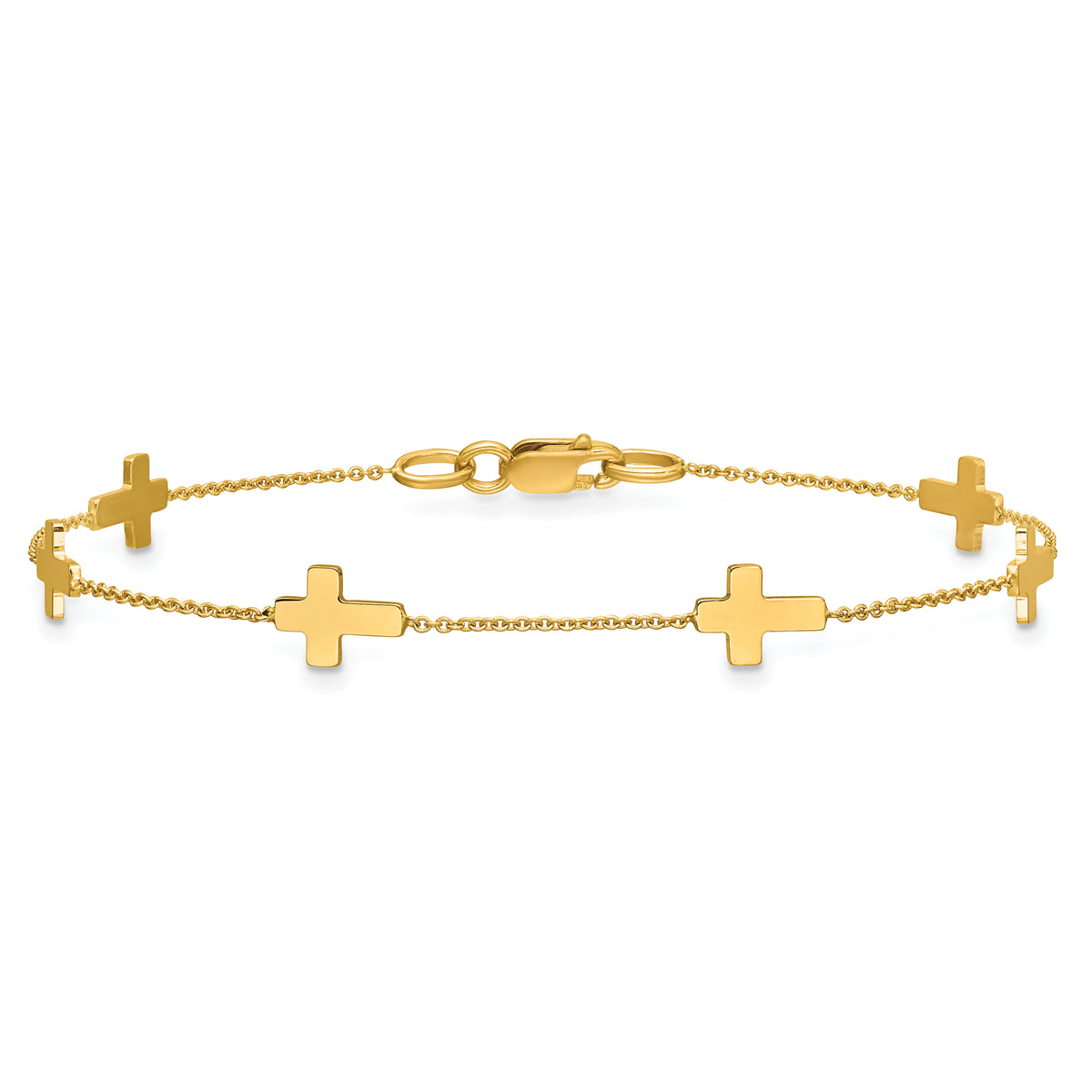 14k Polished Cross Bracelet