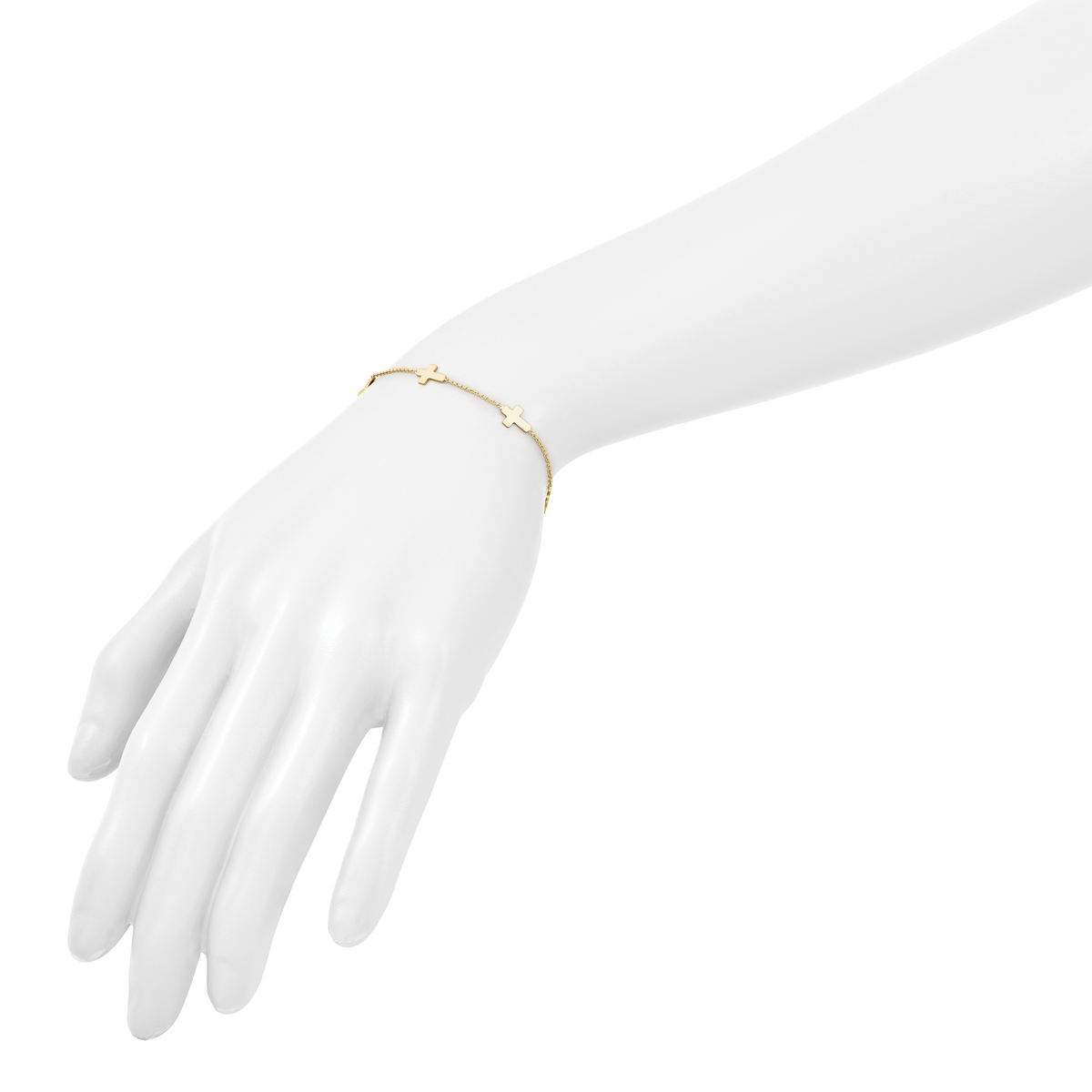 14k Polished Cross Bracelet