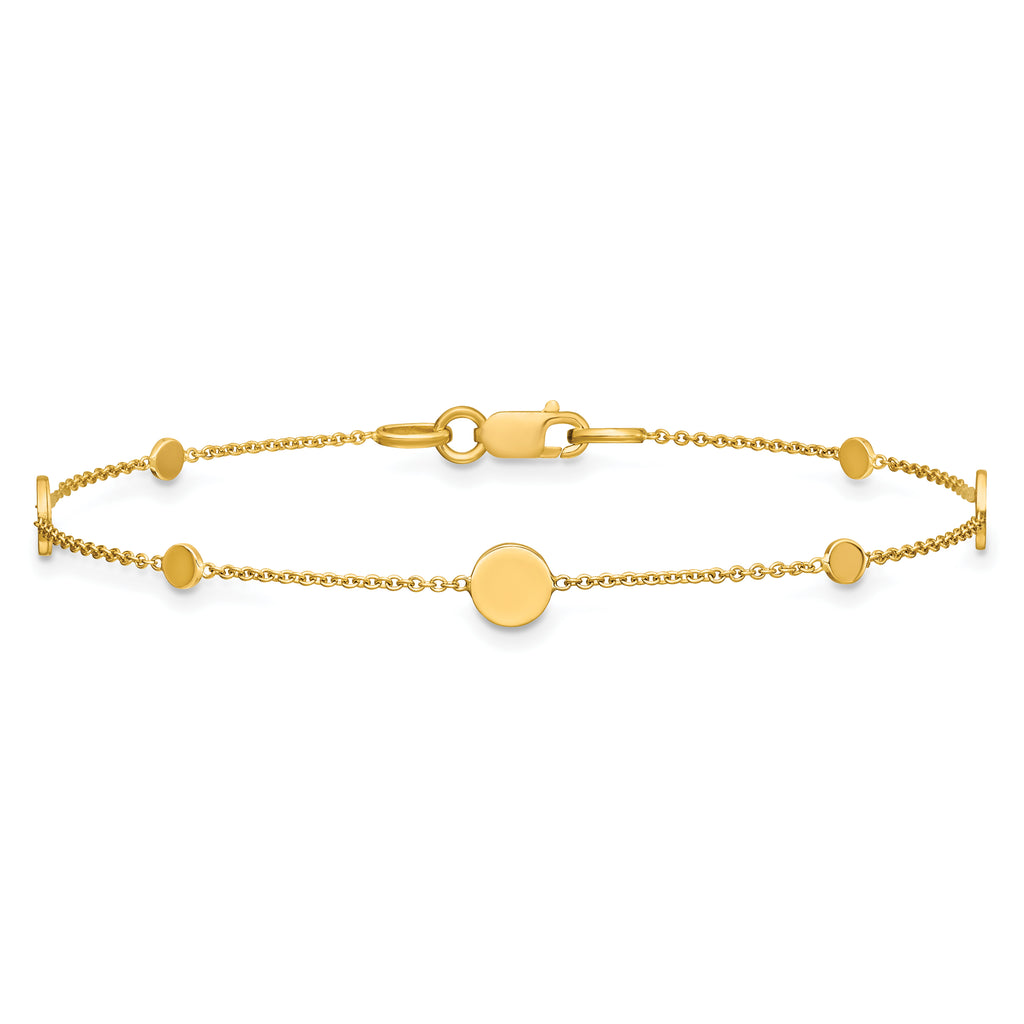 14k Polished Disc Bracelet