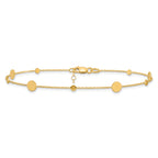 14k Polished Discs 9 inch Plus 1 inch Extender - Total 10 inch Anklet