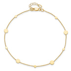 14k Polished Discs 9 inch Plus 1 inch Extender - Total 10 inch Anklet