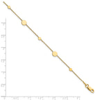 14k Polished Discs 9 inch Plus 1 inch Extender - Total 10 inch Anklet