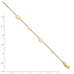 14k Polished Discs 9 inch Plus 1 inch Extender - Total 10 inch Anklet