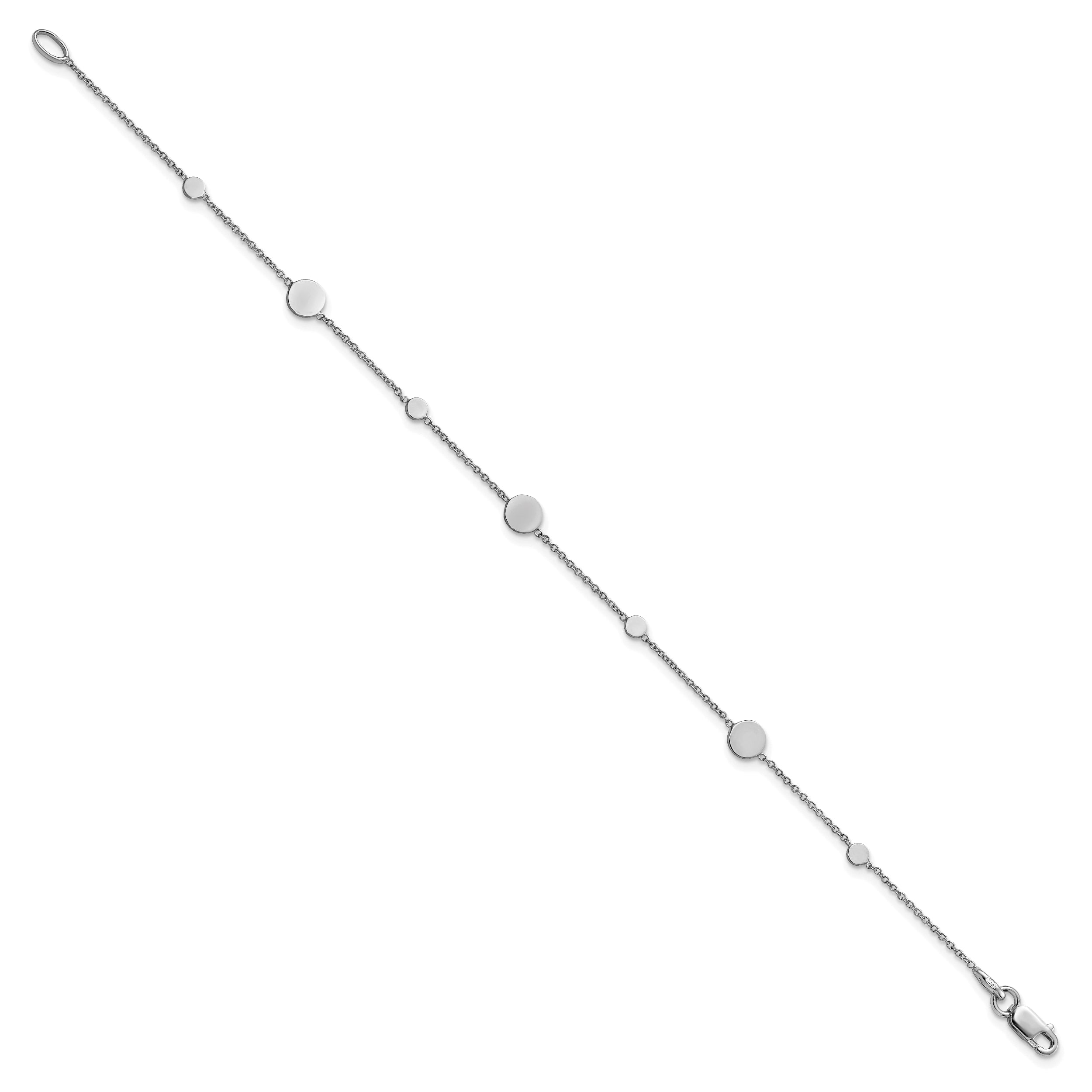 14k White Gold Polished Disc Bracelet