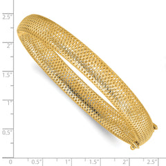 14K Polished Textured Hinged Bangle