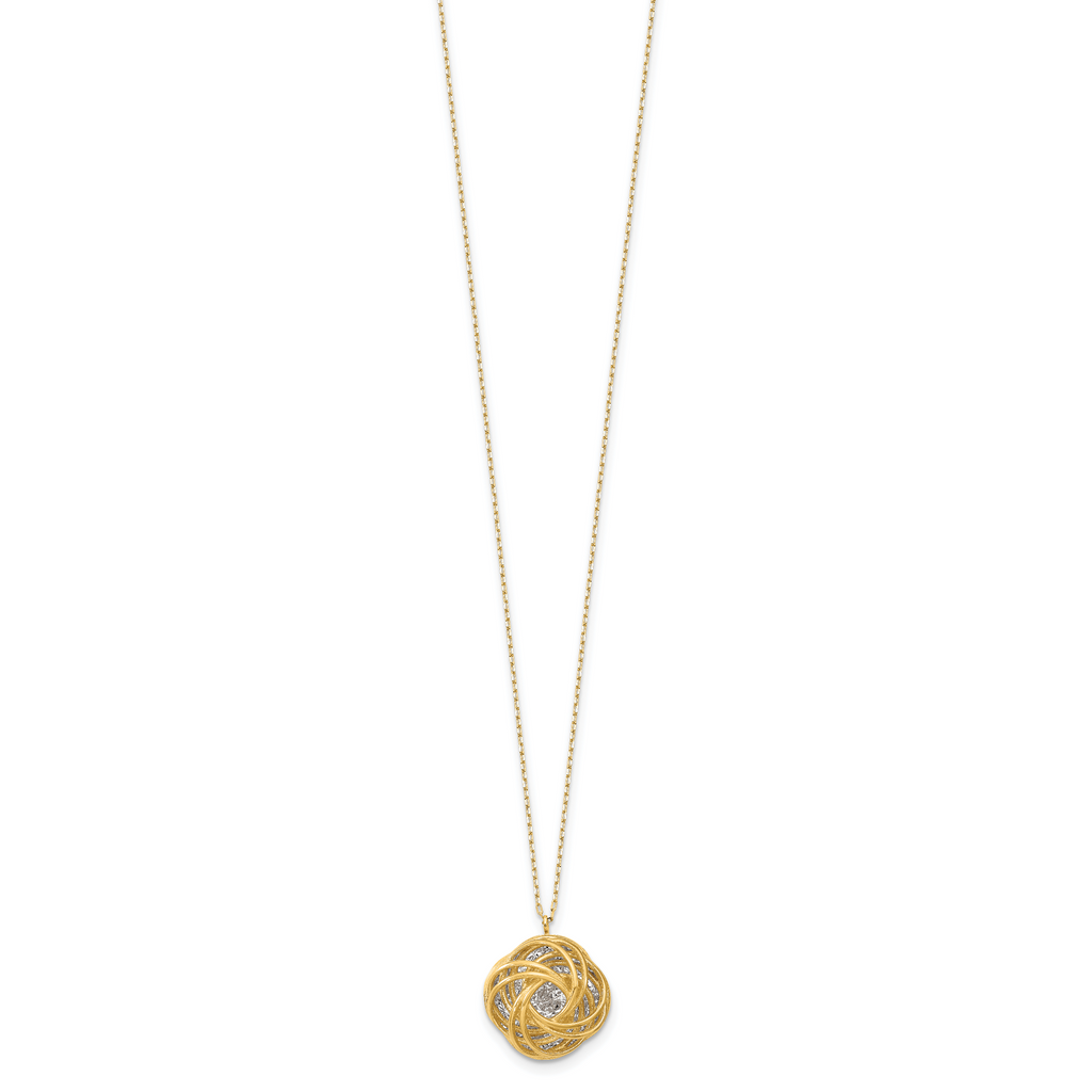 14K Two-tone Polished D/C Love Knot Necklace
