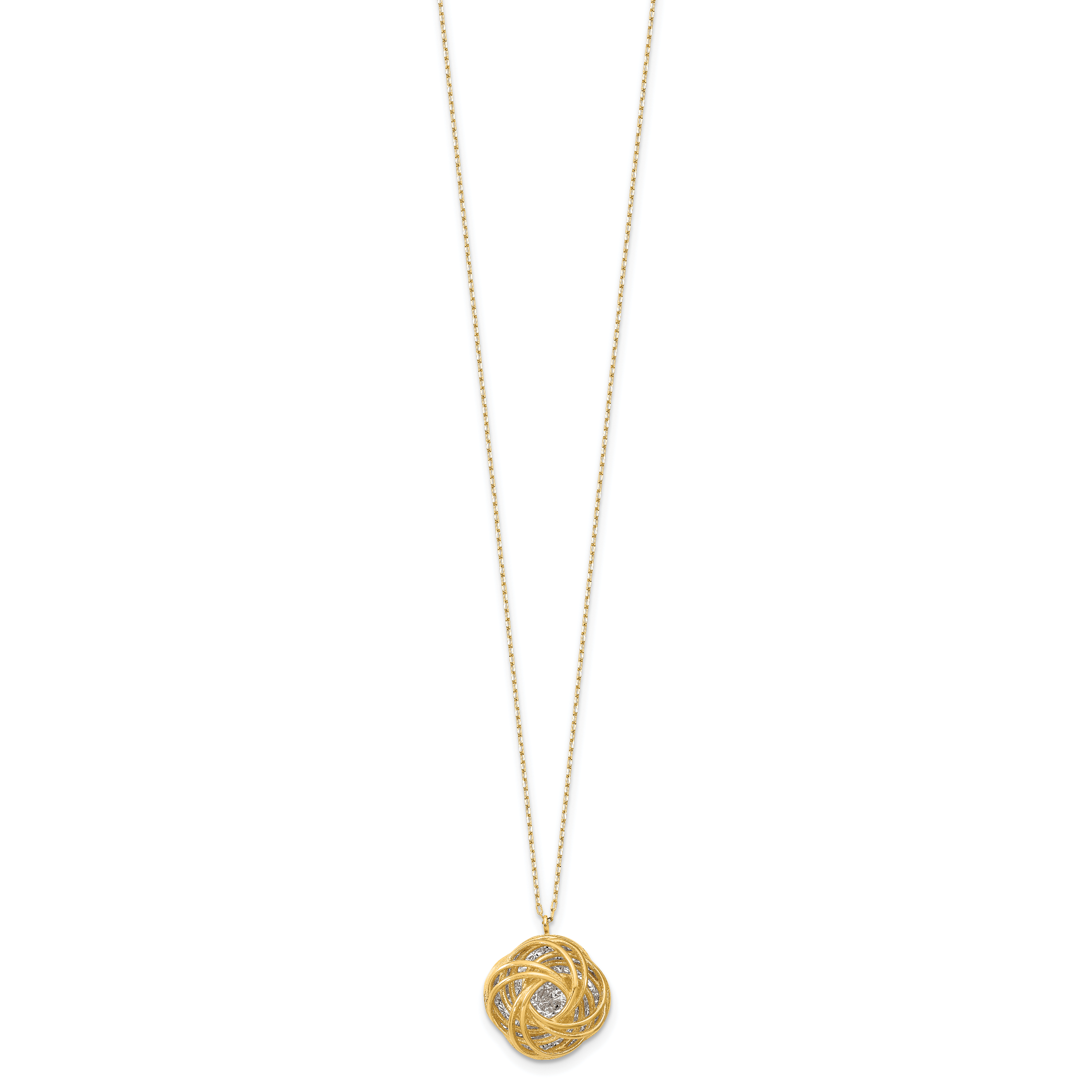 14K Two-tone Polished D/C Love Knot Necklace