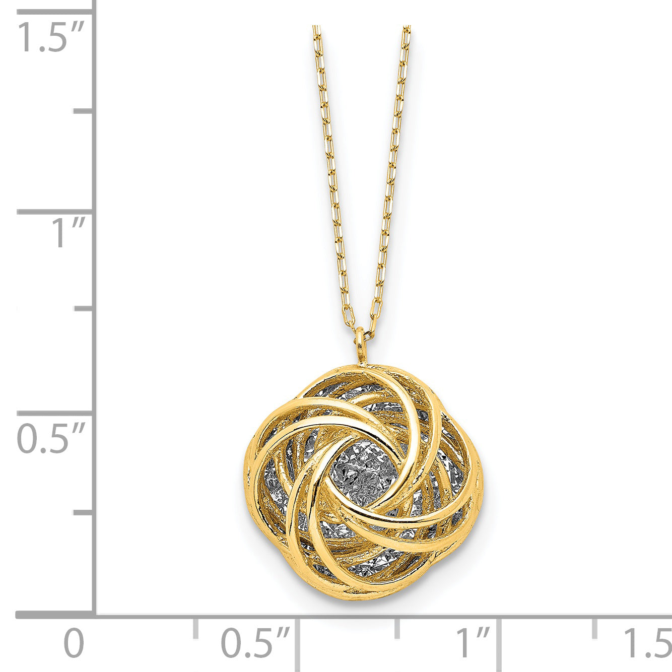 14K Two-tone Polished D/C Love Knot Necklace
