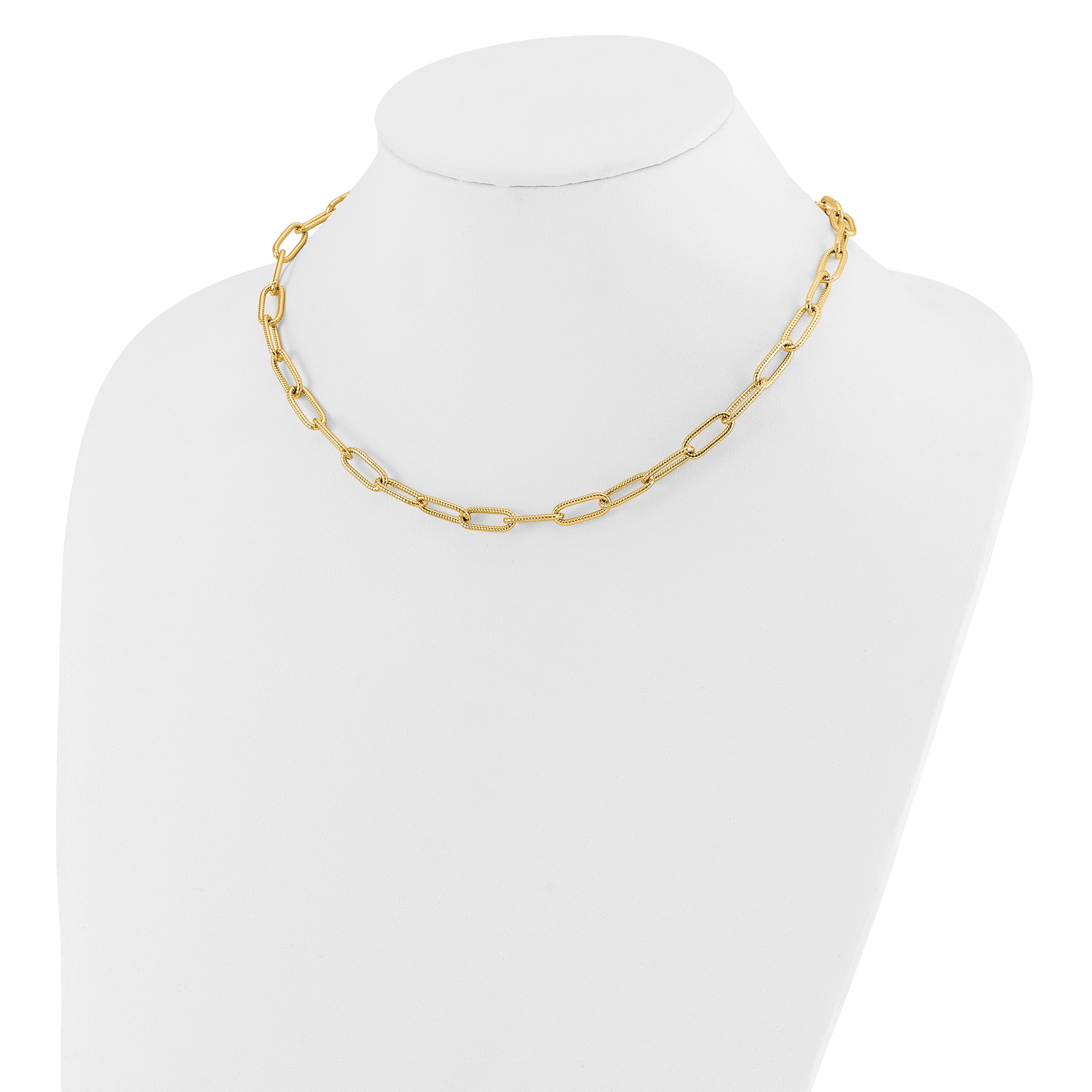 14k Polished Textured Oval Link Necklace Secondary image