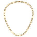 14k Polished Textured Oval Link Necklace