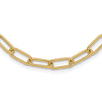 14k Polished Textured Oval Link Necklace