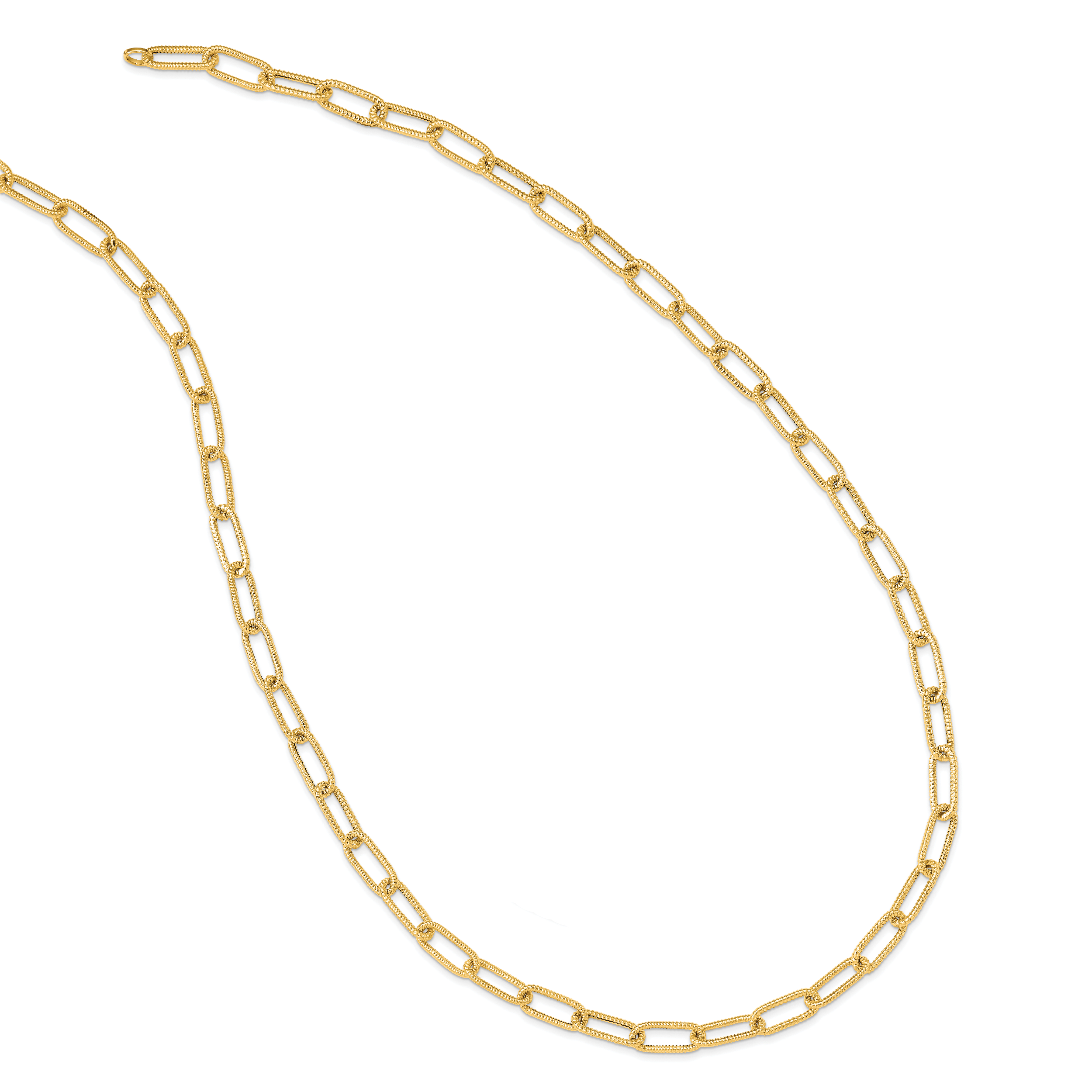 14k Polished Textured Oval Link Necklace Secondary image