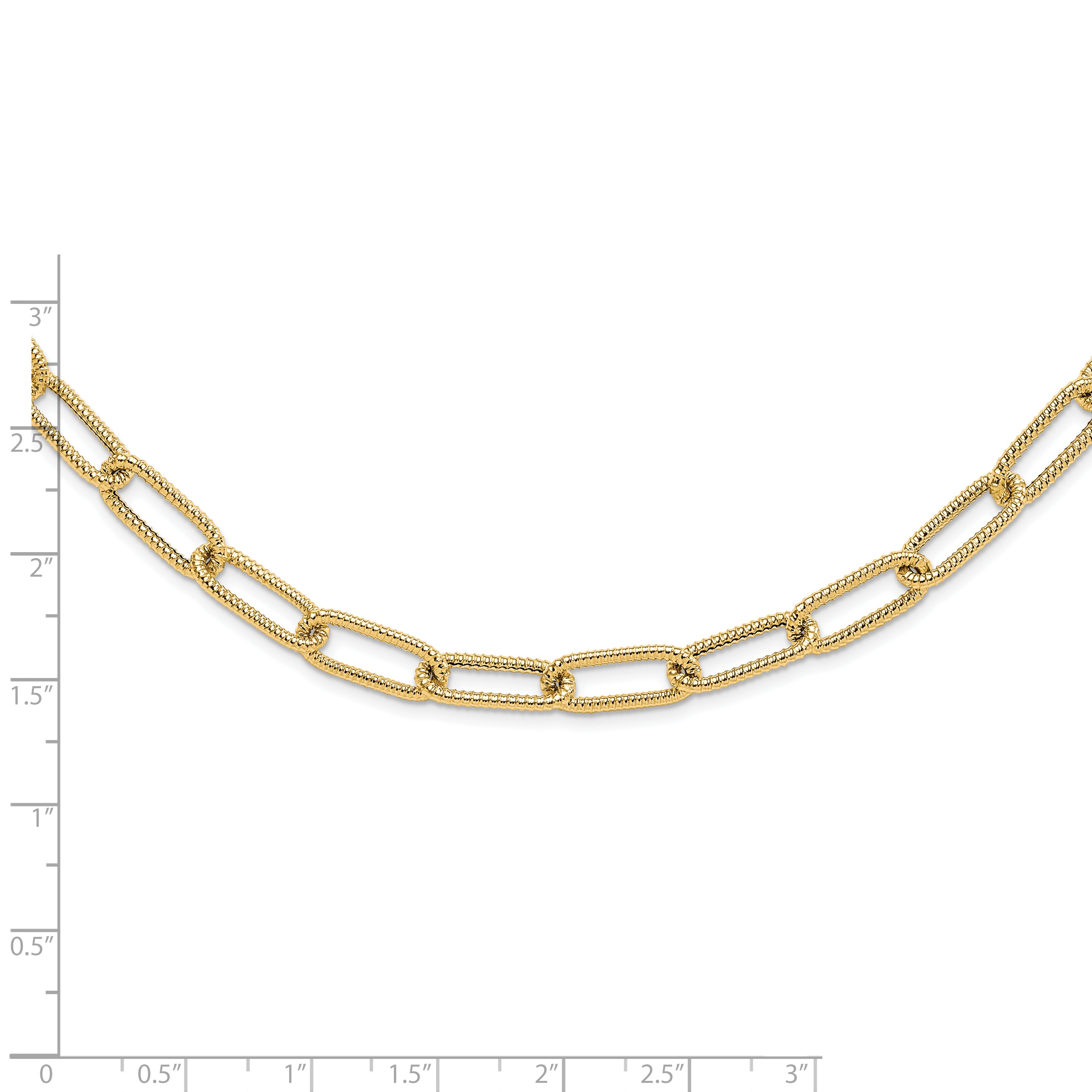 14k Polished Textured Oval Link Necklace