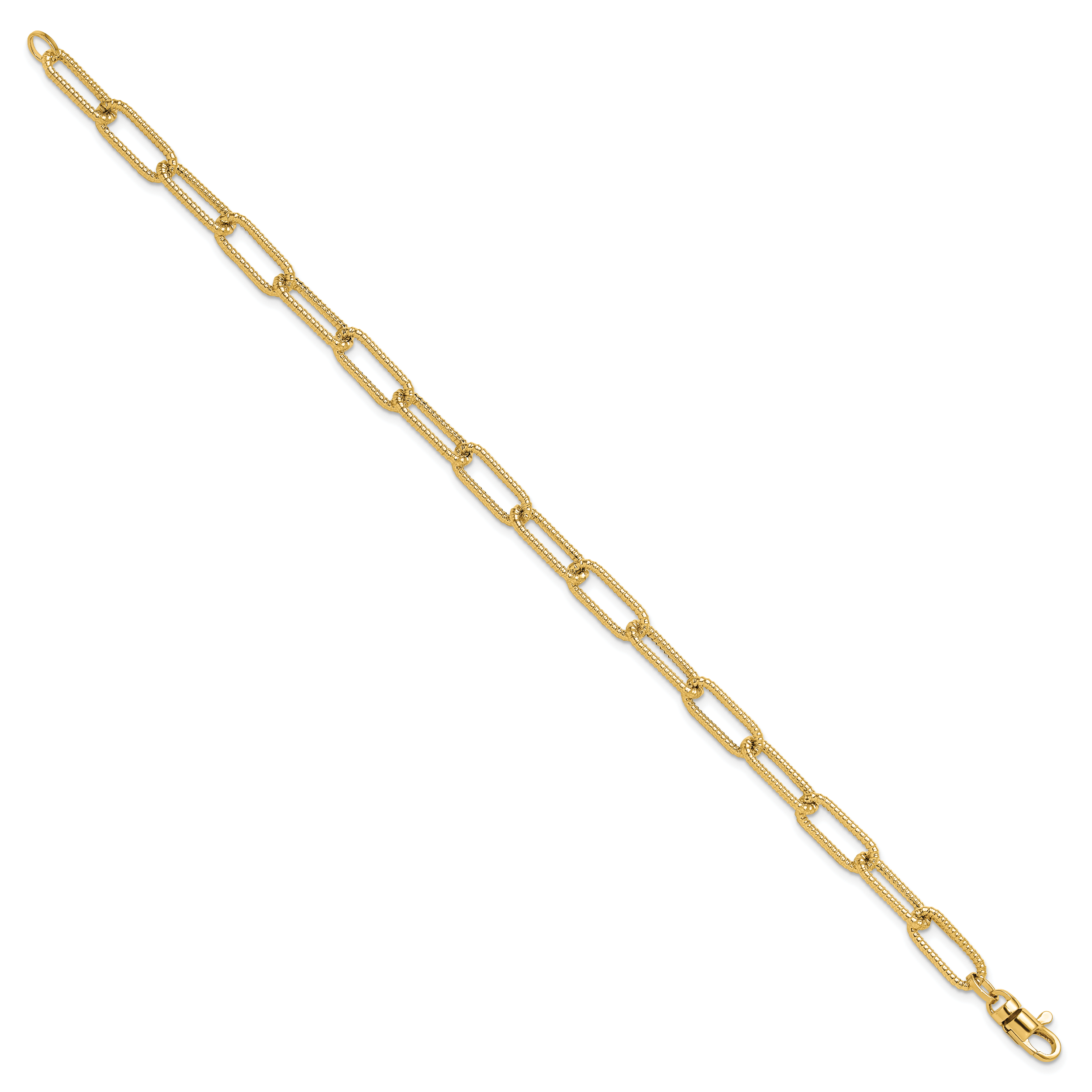 14k Polished Textured Oval Link Bracelet Secondary image