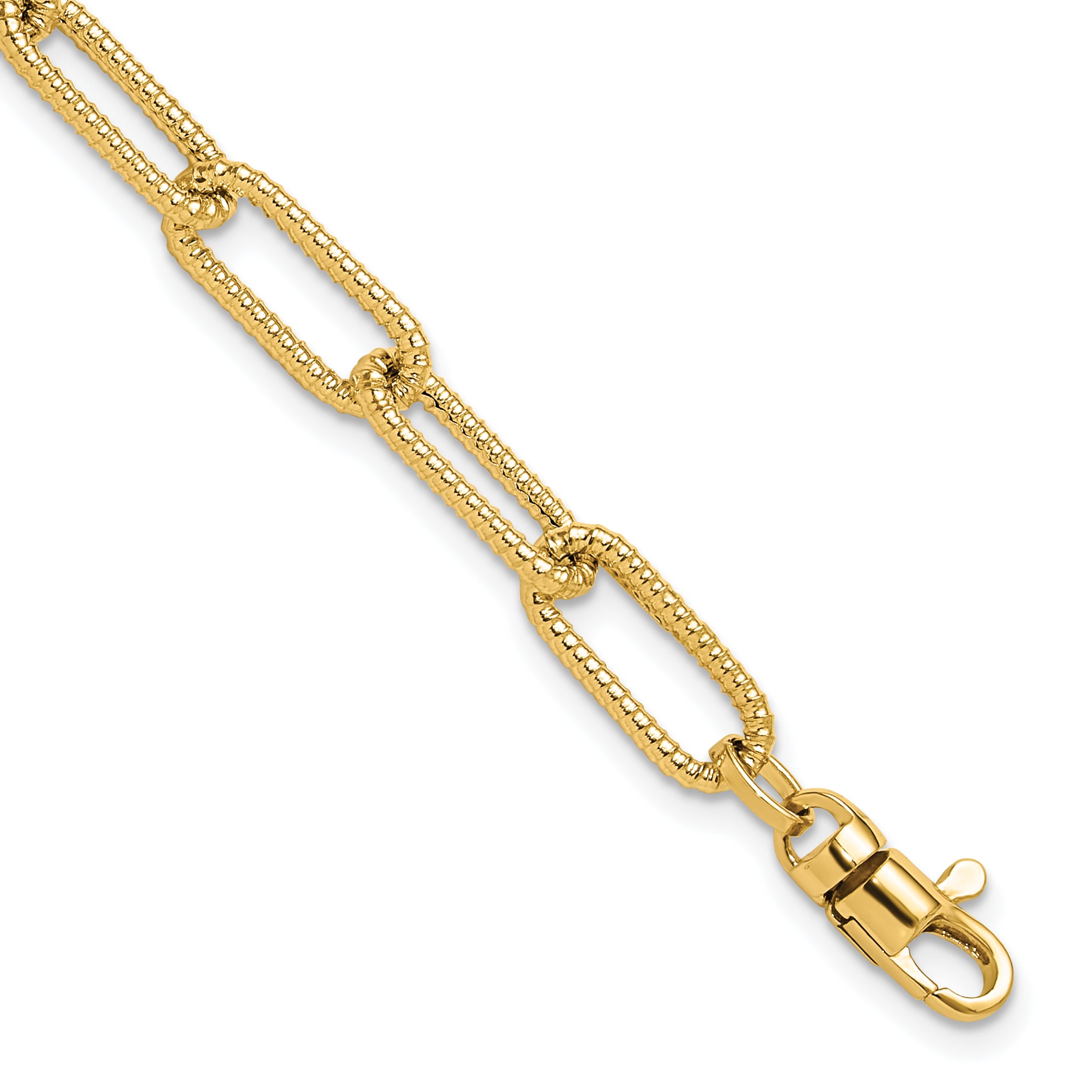 14k Polished Textured Oval Link Bracelet Main image