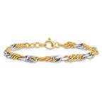 14k Two-tone Polished D/C Link w/ .5in ext. Bracelet
