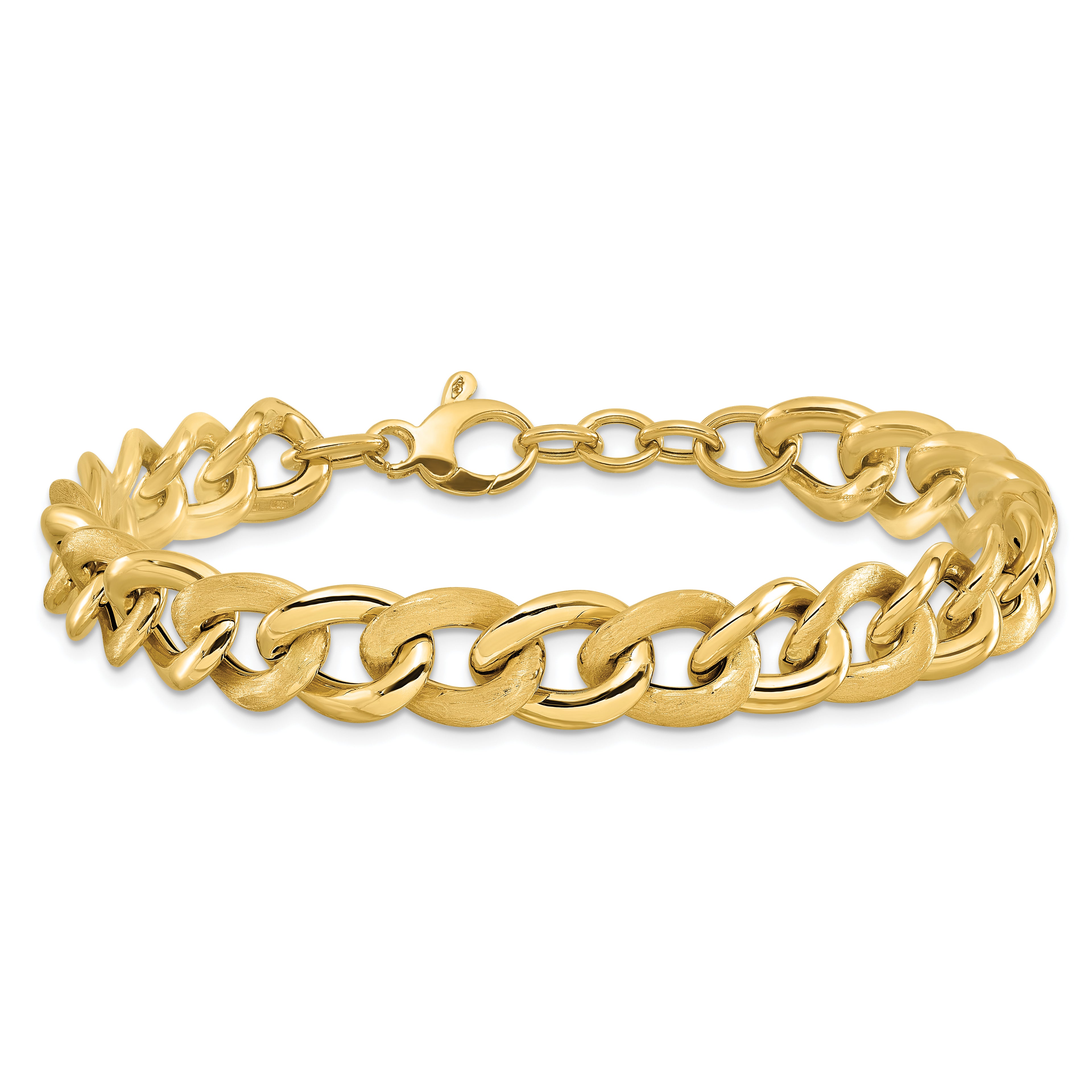 14k Polished Scratch-finish Link w/ .75in ext. Bracelet