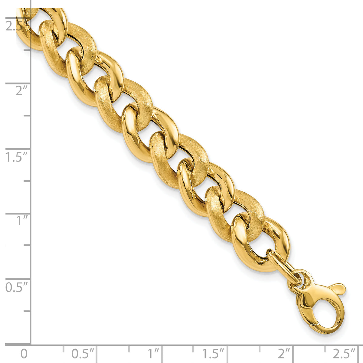 14k Polished Scratch-finish Link w/ .75in ext. Bracelet