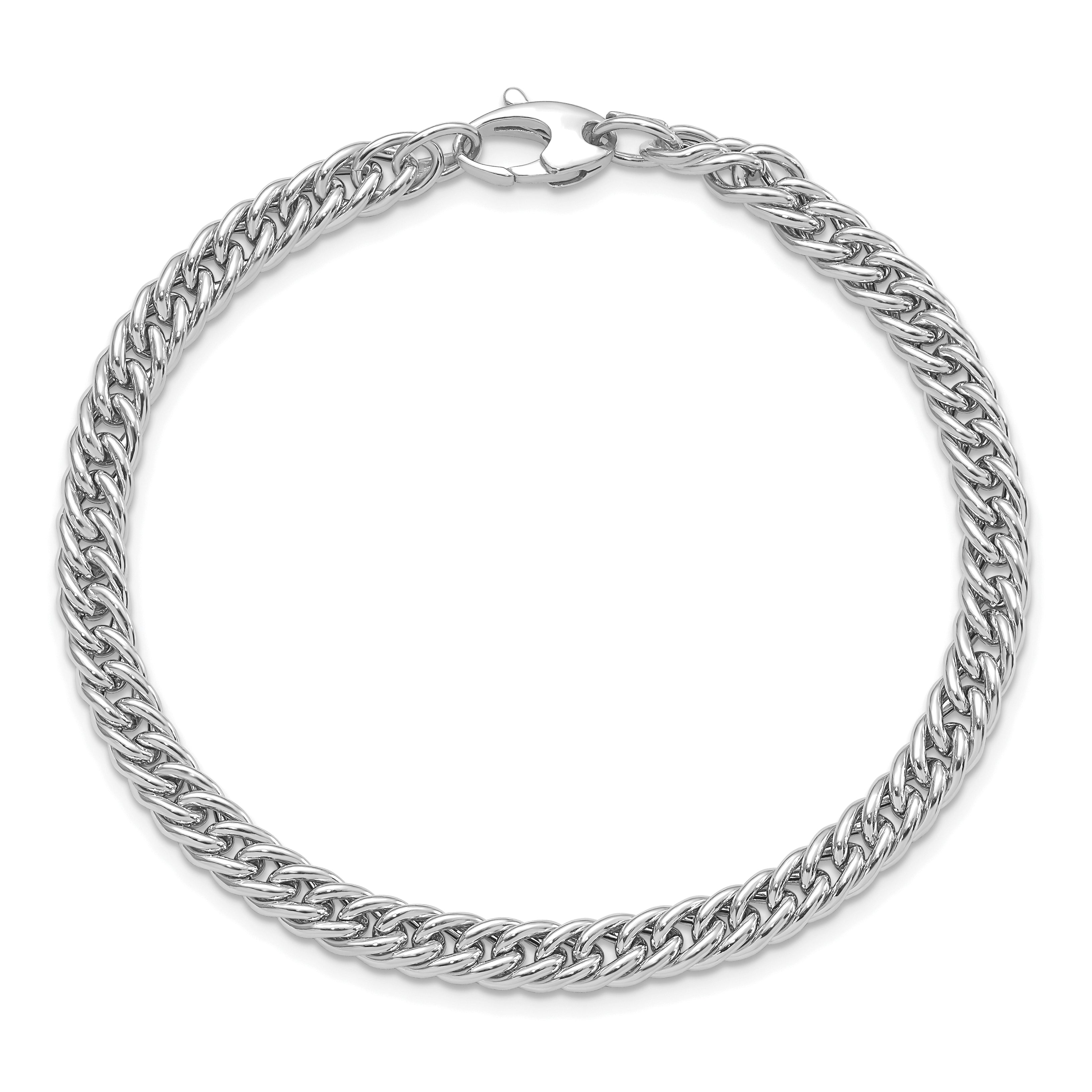 14K White Gold Polished Curb Link Bracelet