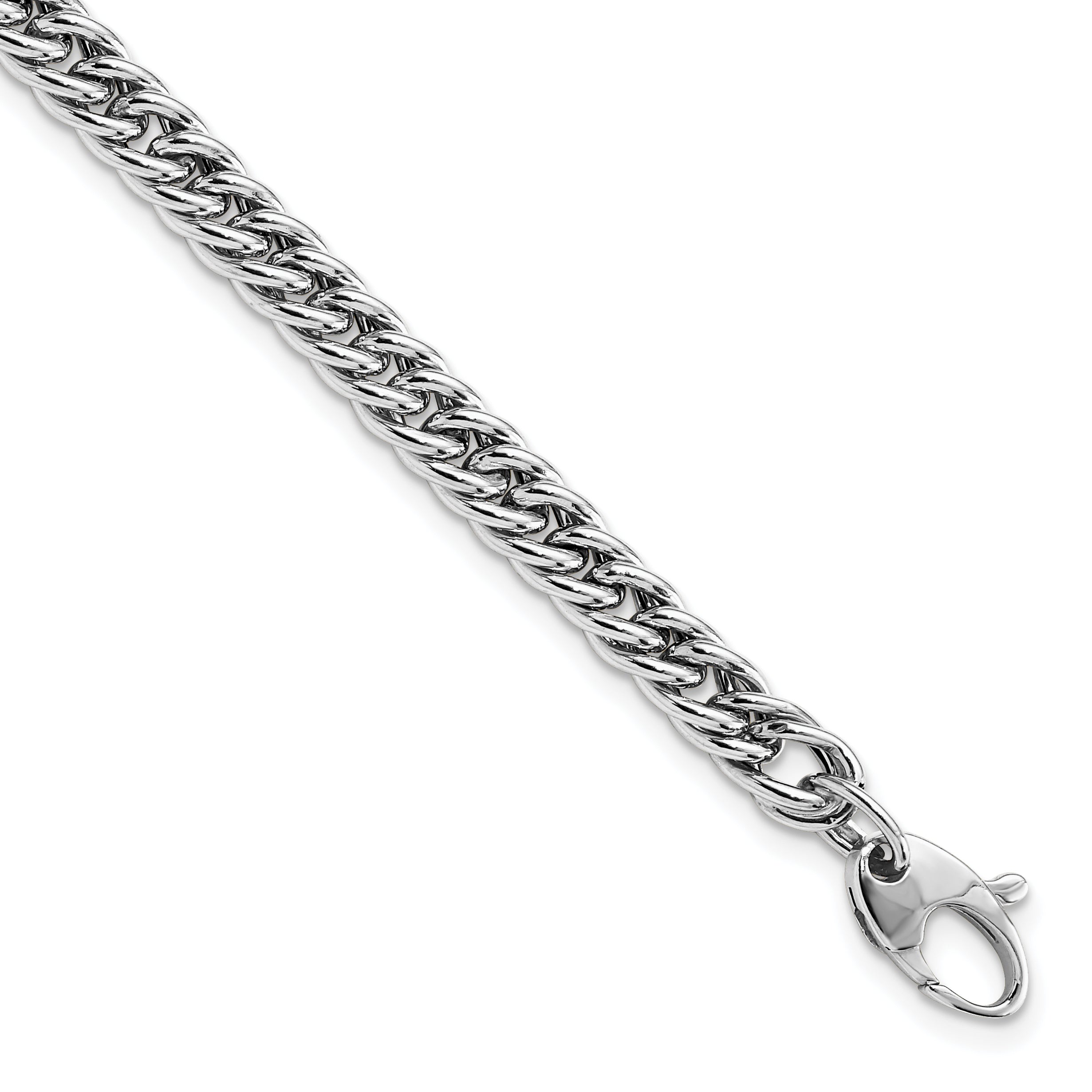 14K White Gold Polished Curb Link Bracelet