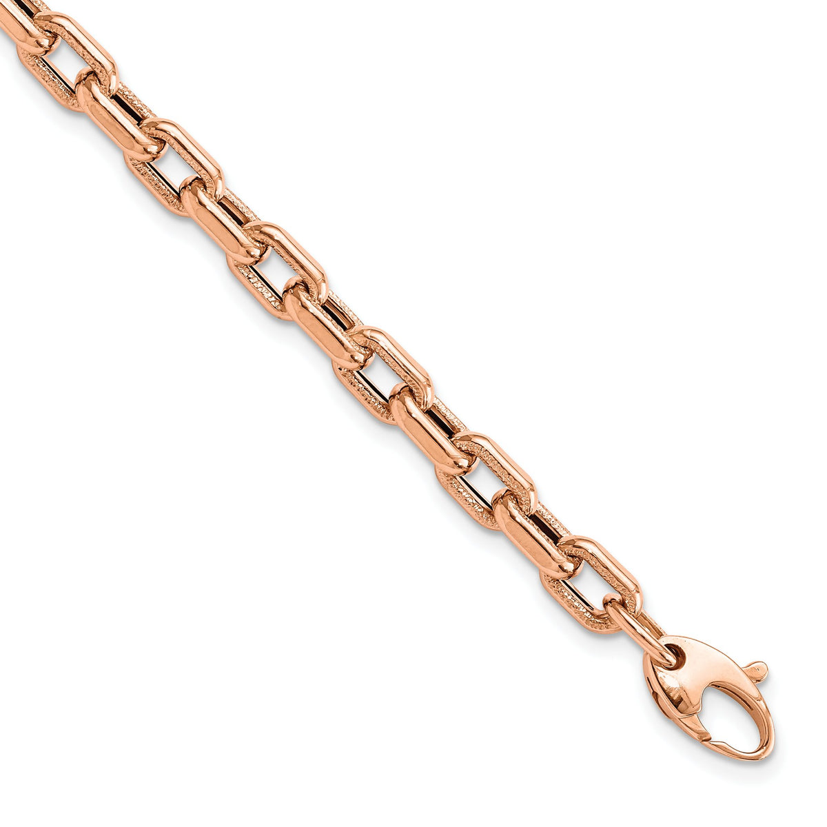 Fancy Link Bracelet in 14K Rose Gold, 5mm Textured, 7.2 Inch - Sophia Jewelers Main image