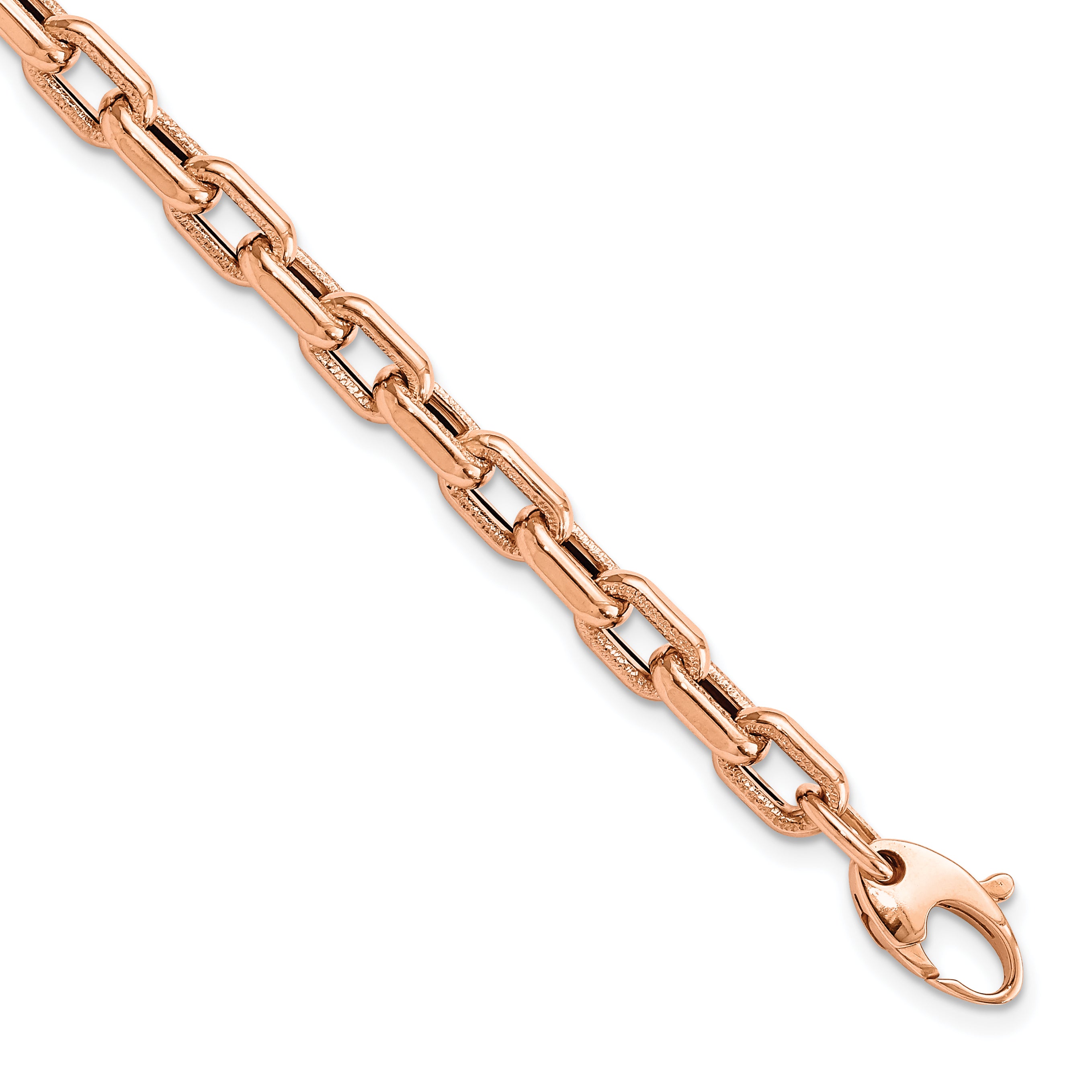 14K Rose Gold Polished and Textured Fancy Link Bracelet Main image