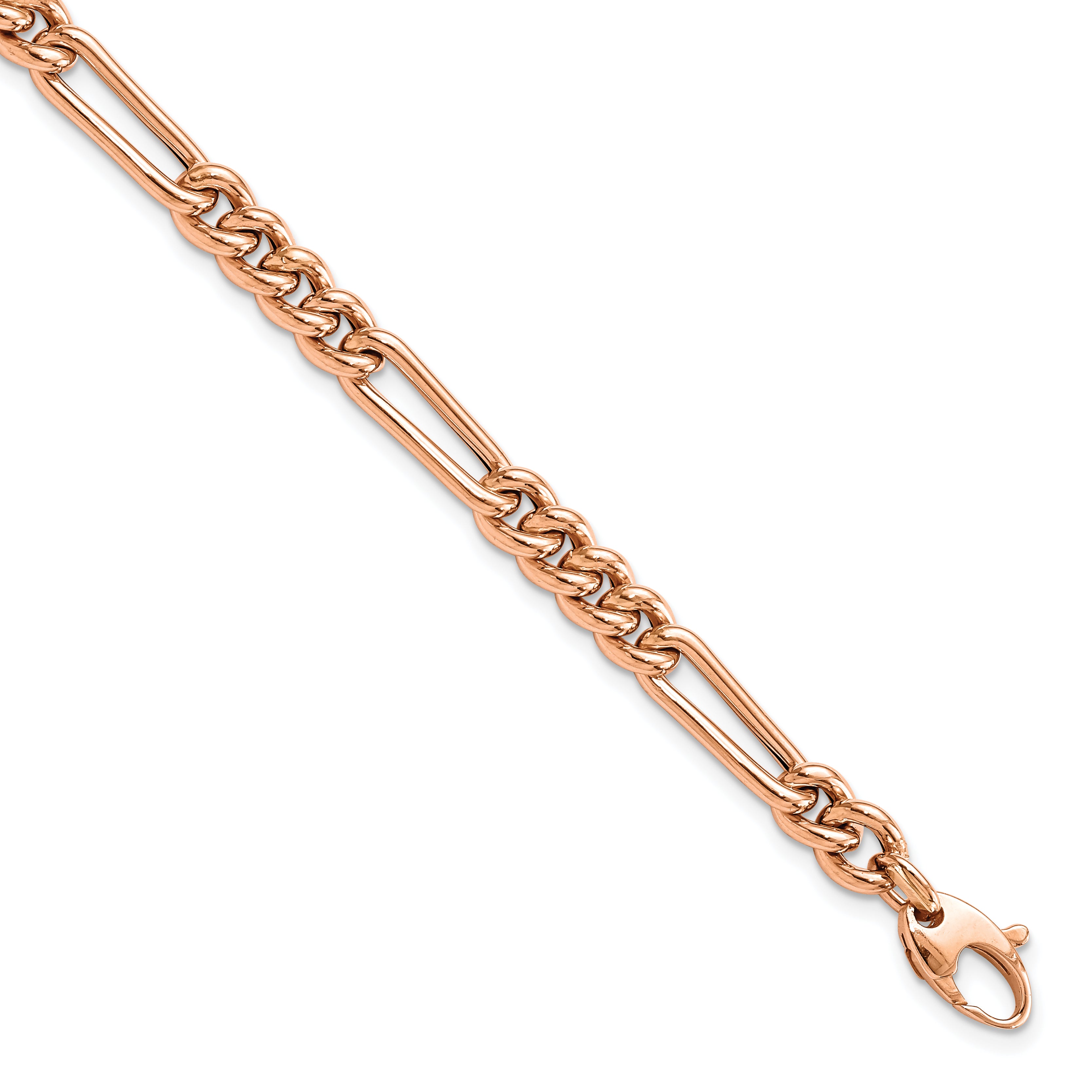 14K Rose Gold Polished Figaro Link Bracelet Main image