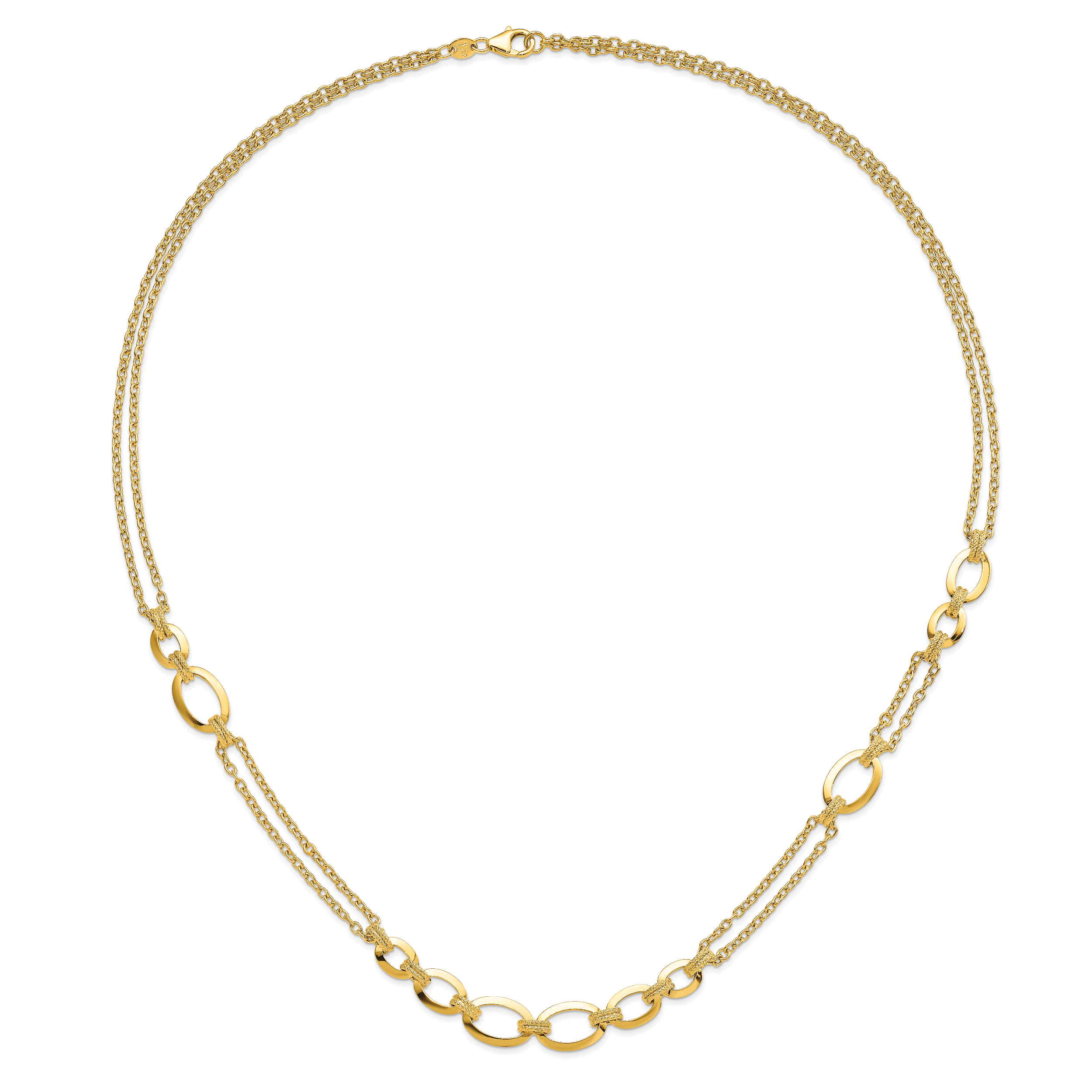14K Polished Fancy Double-stranded Link Necklace Secondary image