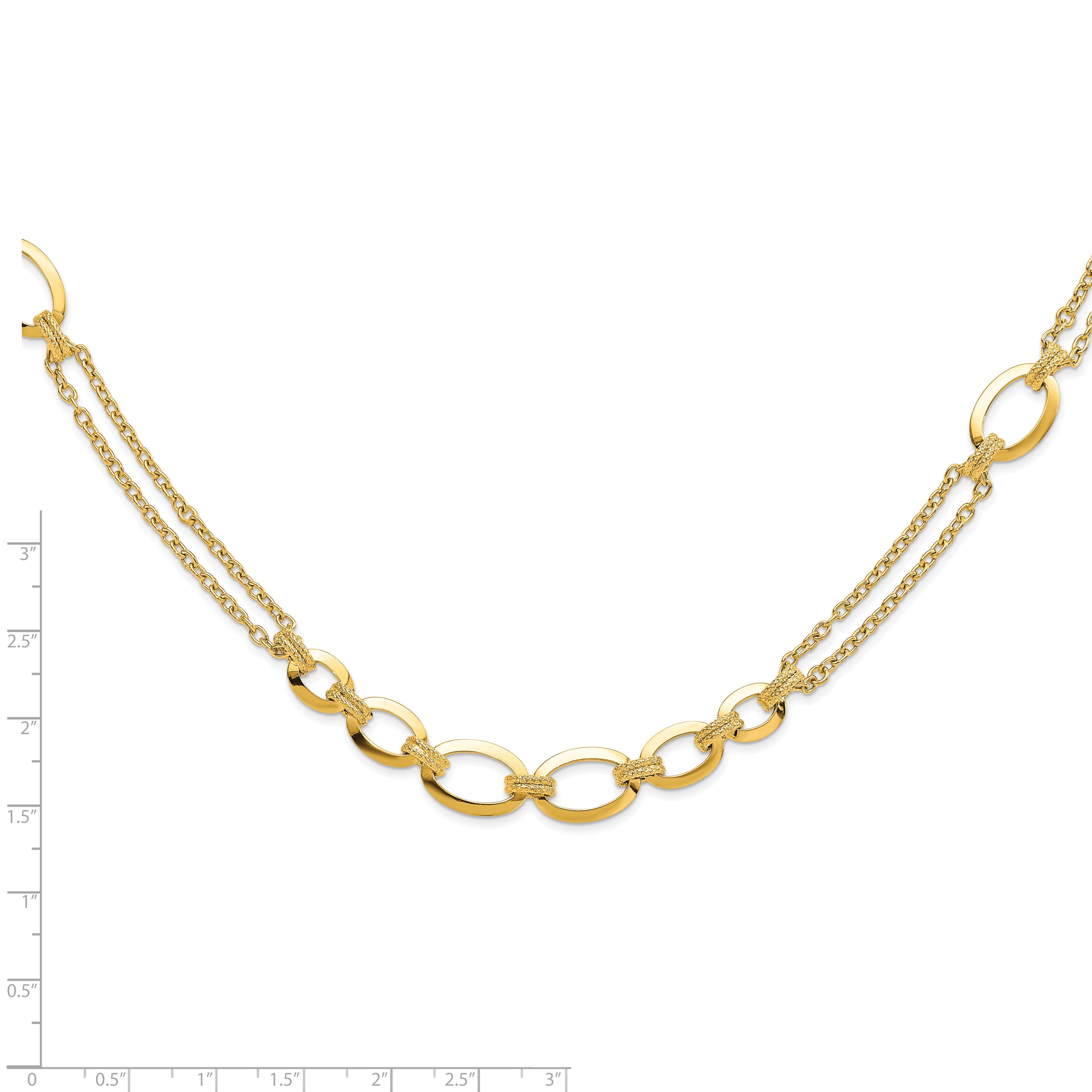 14K Polished Fancy Double-stranded Link Necklace