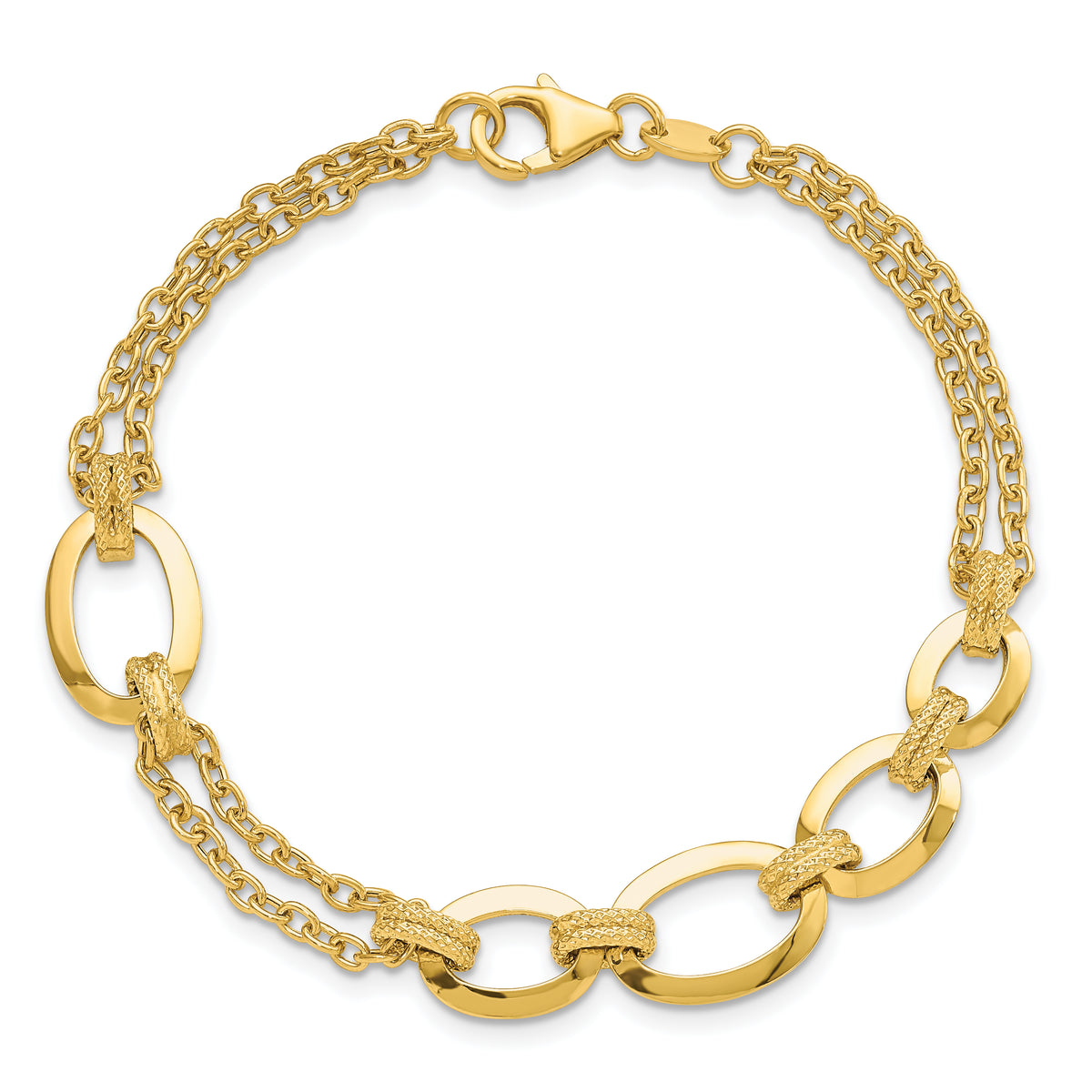 14K Polished Fancy Double-stranded Link Bracelet