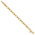 14K Polished Diamond-cut Fancy Link Bracelet