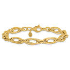 14K Polished Diamond-cut Fancy Link Bracelet