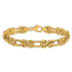 14k Polished Textured Fancy Link Bracelet