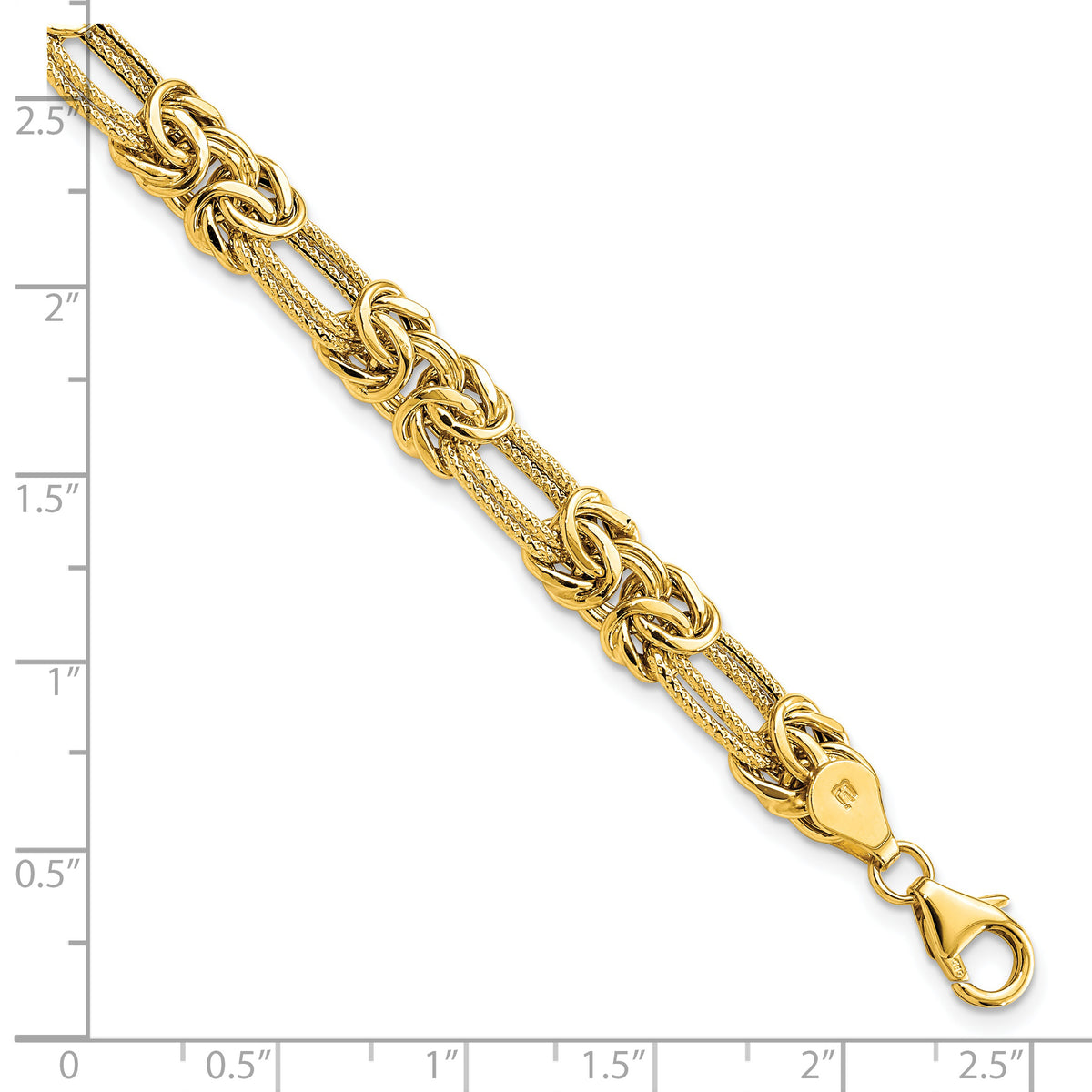 14k Polished Textured Fancy Link Bracelet