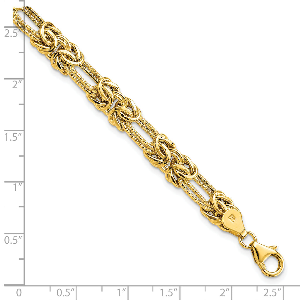 14k Polished Textured Fancy Link Bracelet