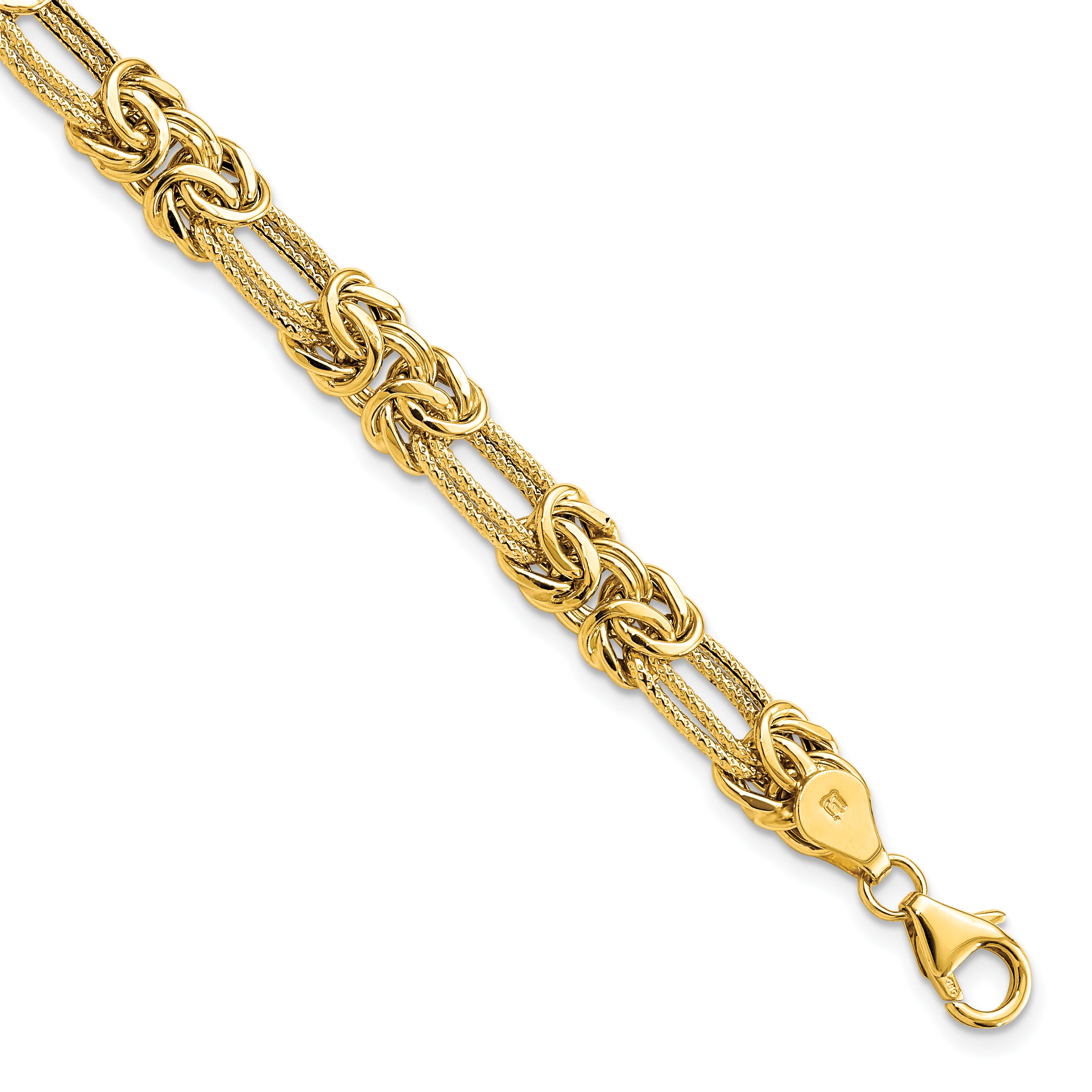 14k Polished Textured Fancy Link Bracelet