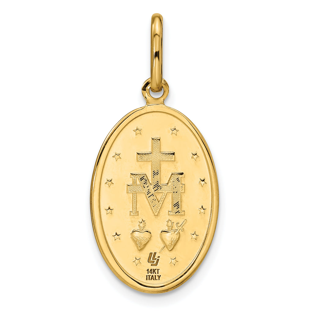 14k Polished and Matte Oval Miraculous Medal