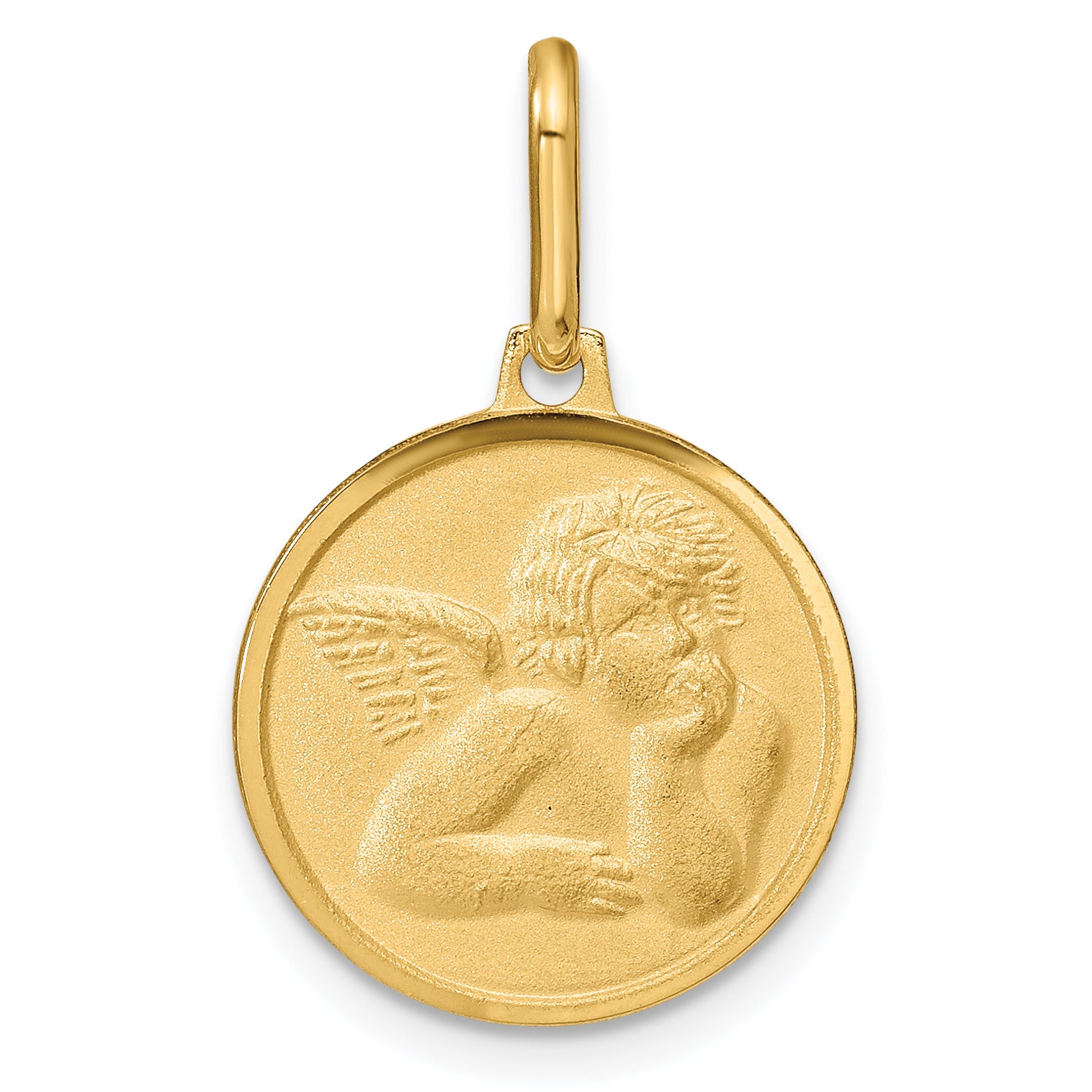 14k Polished and Matte Angel Pendant Main image