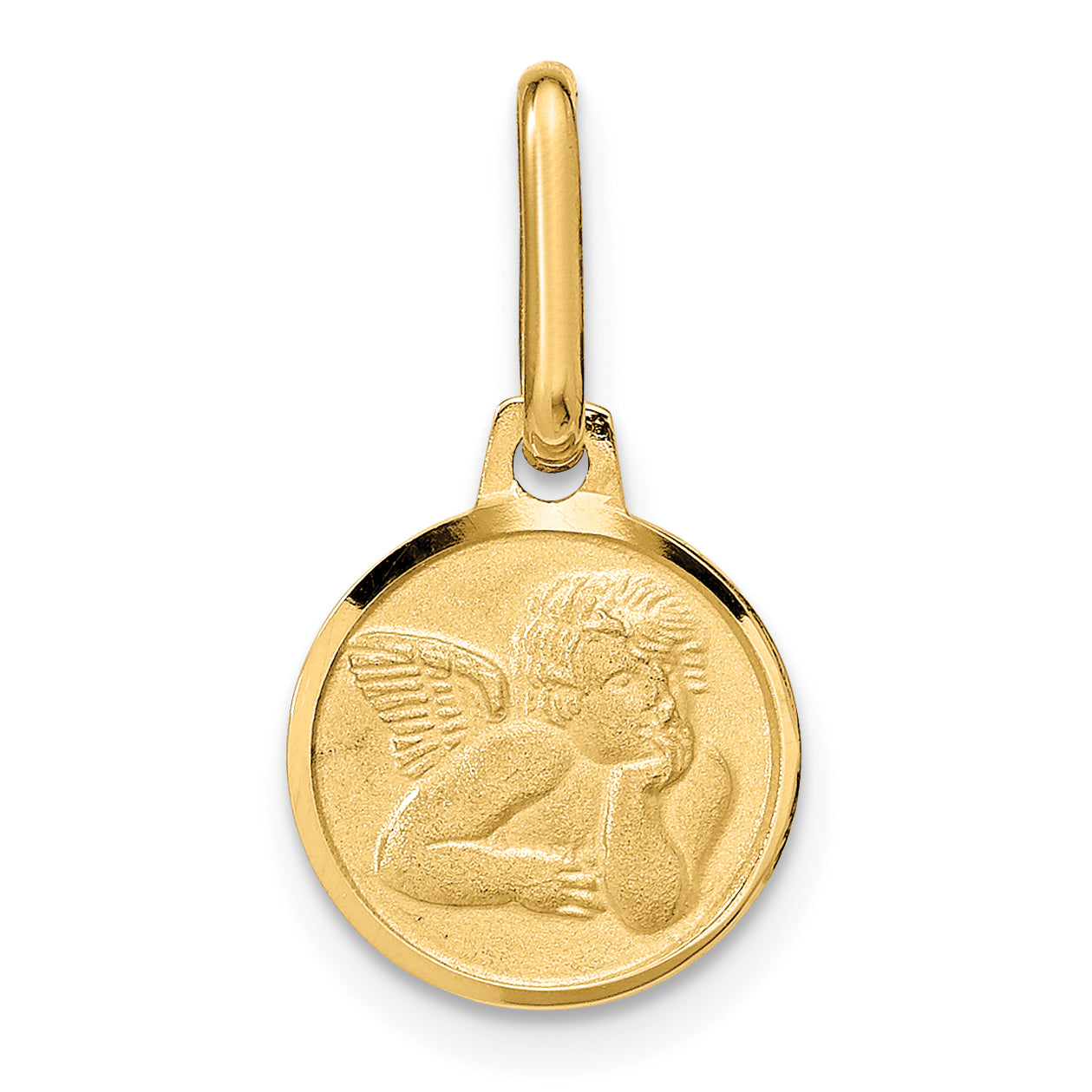 14k Polished and Matte Angel Pendant Main image